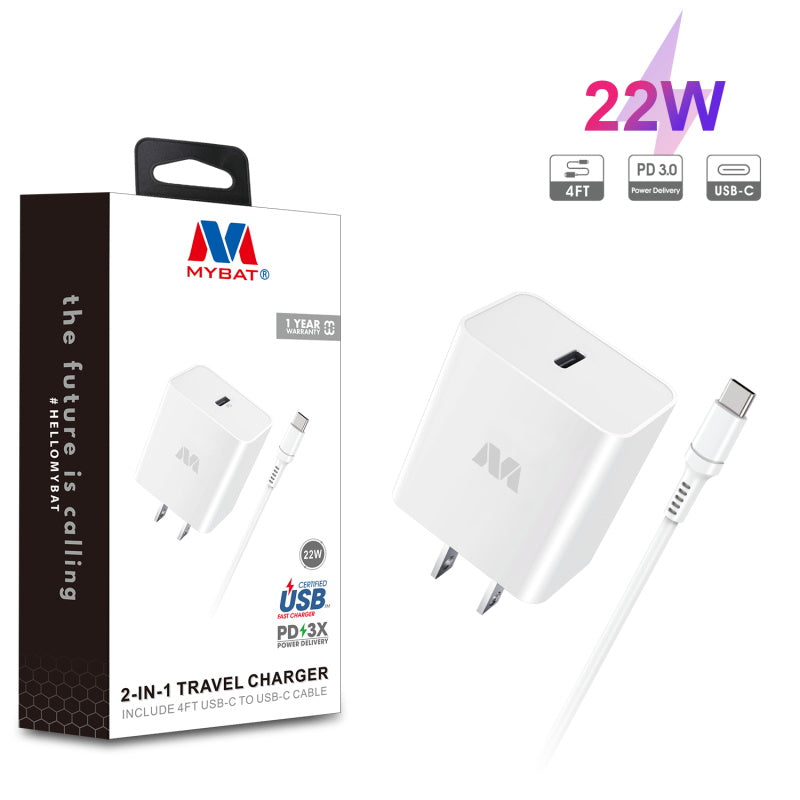 ACC MyBat Pro 2-in-1 Fast Charger with 4FT USB-C to USB-C Cable