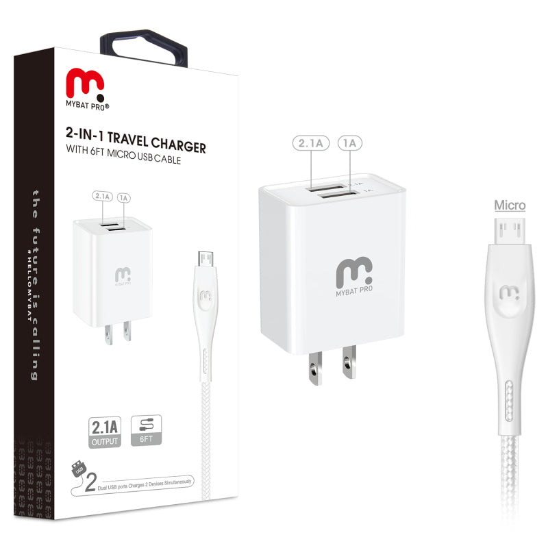 ACC MyBat Pro 2-in-1 Travel Charger with 6FT USB-A to Micro USB Cable